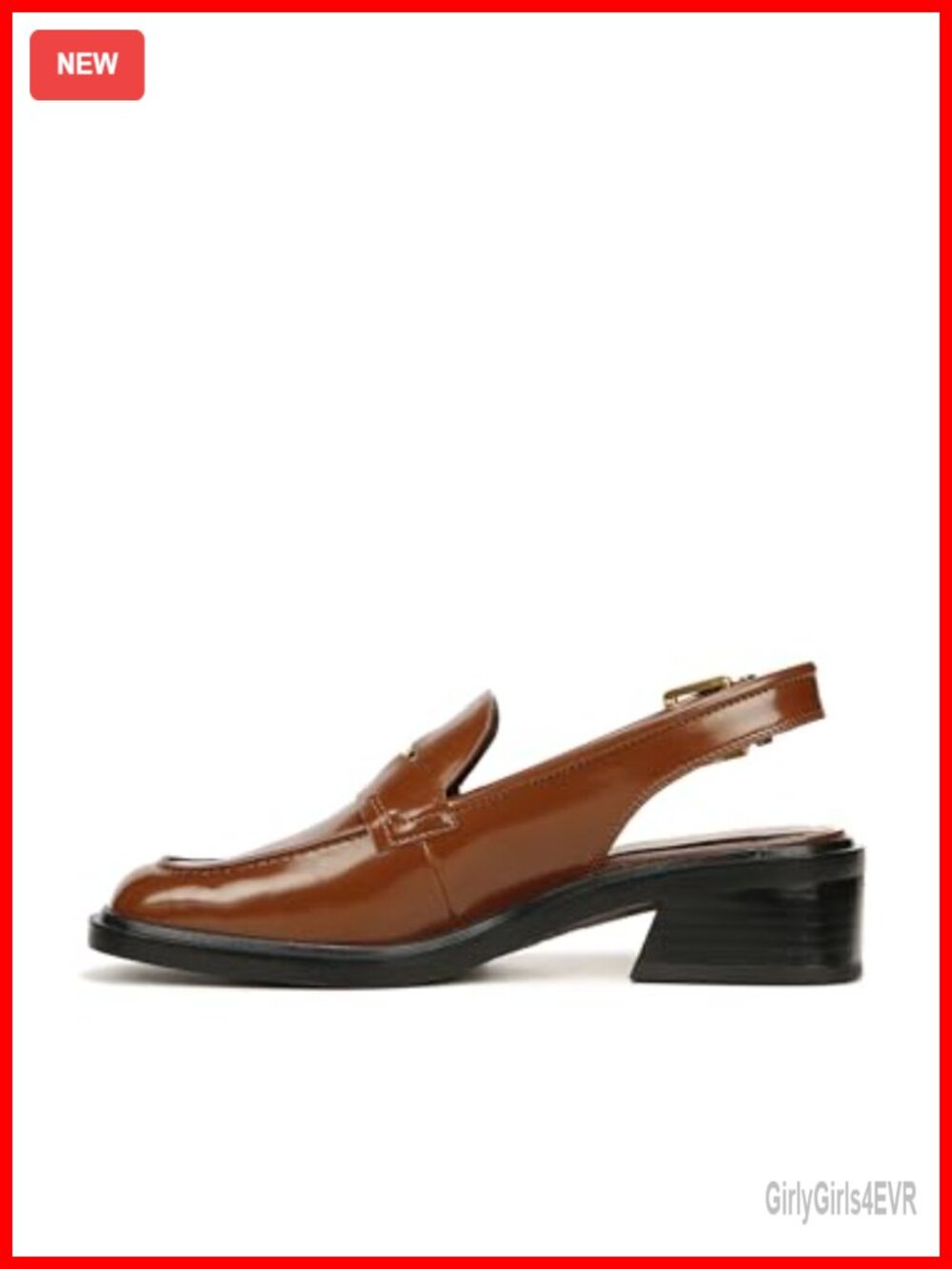 Women's Slingback Loafers with Faux Leather and Block Heel